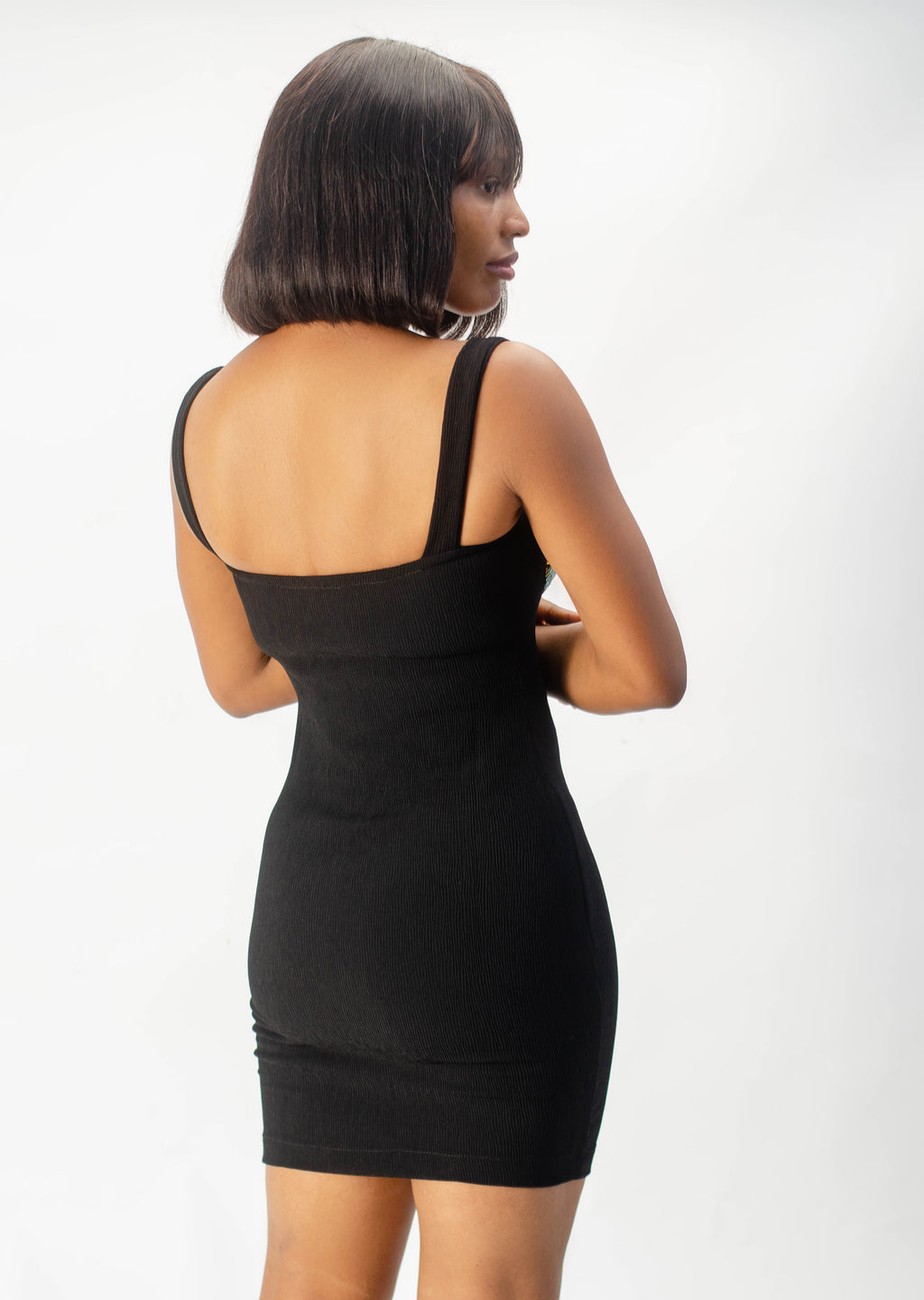 Bodycon Mini Dress with Sequin Bustier, Black, Sleeveless